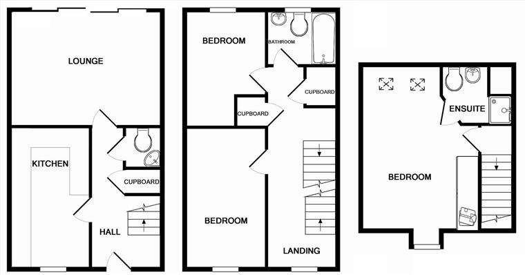 Floorplan of 32 Calder Gardens, Bingham (ref: B3714)
